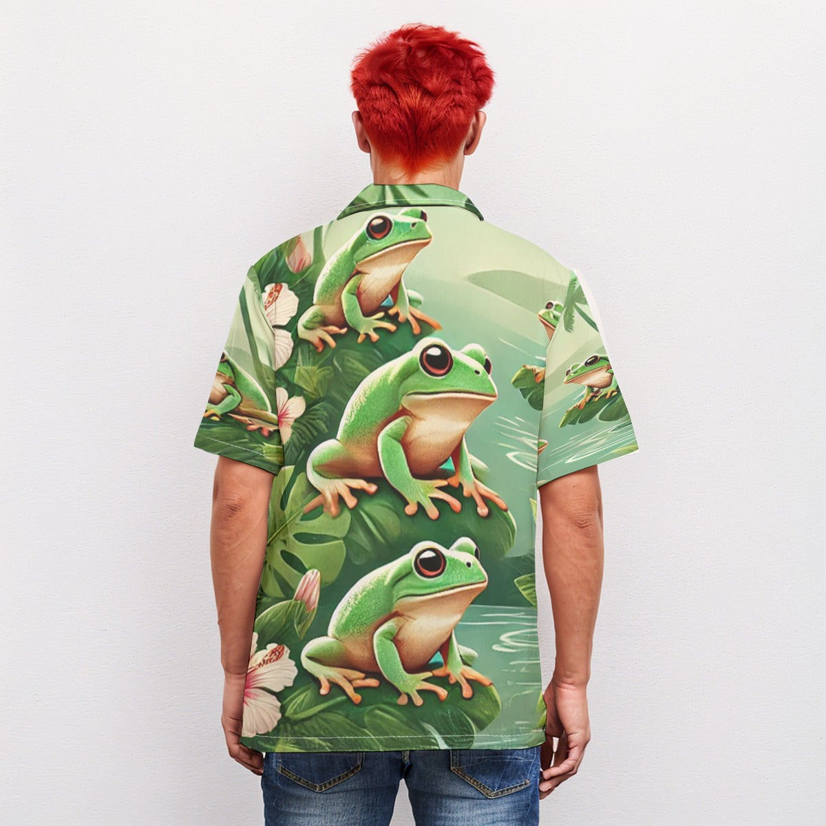 Tropical Island Frog Hawaiian Shirt – Vibrant Green Nature Style