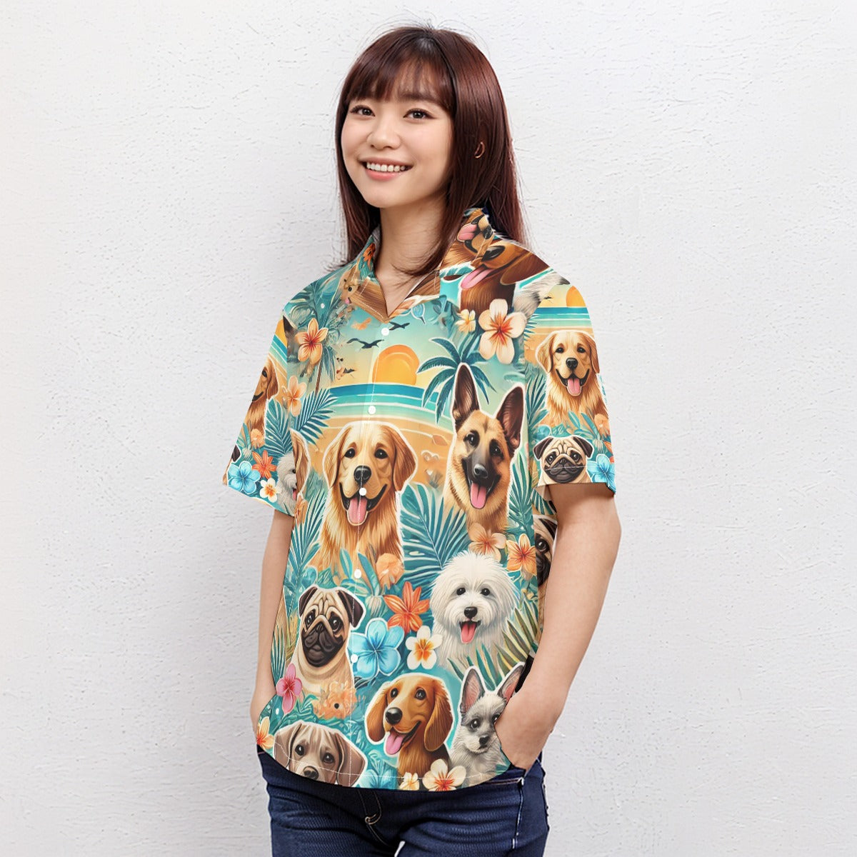 Premium Tropical Dog Lovers Hawaiian Shirt – Vibrant & Breathable Island Style